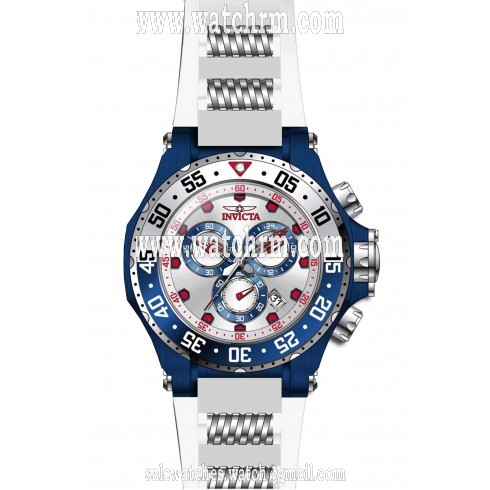 Invicta Pro Diver Chronograph Silver Dial White Polyurethane Men's Watch 21833