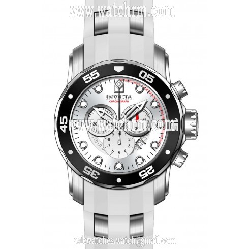 Invicta Pro Diver Chronograph Silver Dial White Polyurethane Silver-tone Men's Watch 20290
