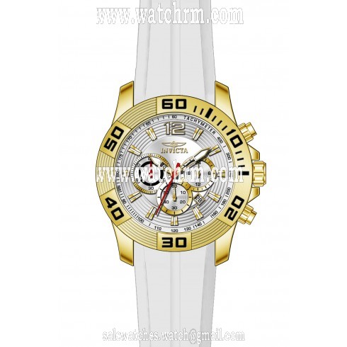 Invicta Pro Diver Chronograph Silver Sunray Dial White Silicone Men's Watch 20298