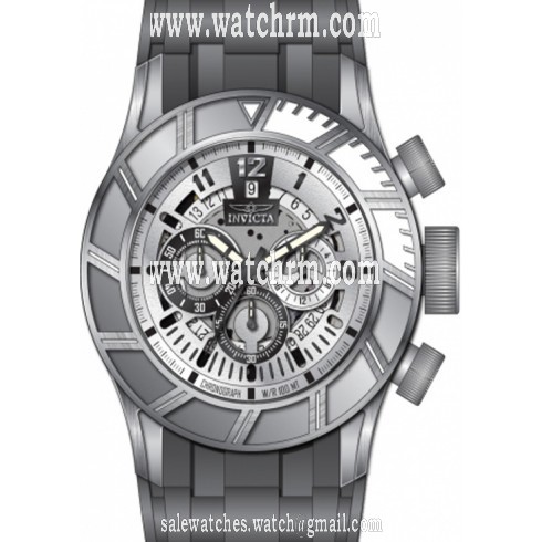 Invicta Pro Diver Chronograph Silver-tone Dial Grey Polyurethane Band Men's Watch 14027