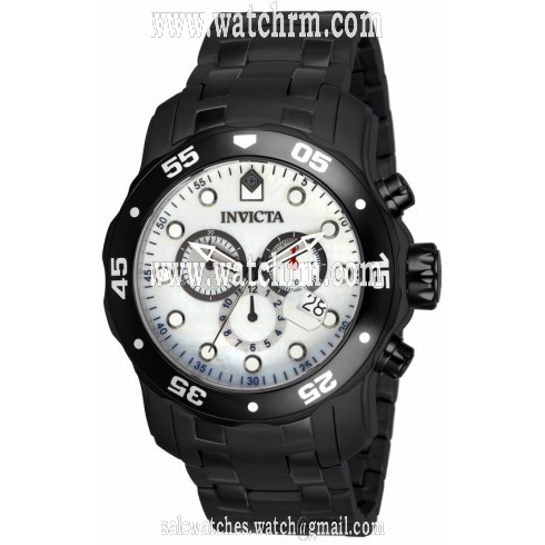Invicta Pro Diver Chronograph White Dial Black Ion-plated Men's Watch 80076