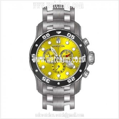 Invicta Pro Diver Chronograph Yellow Dial Stainless Steel Men's Watch 80055