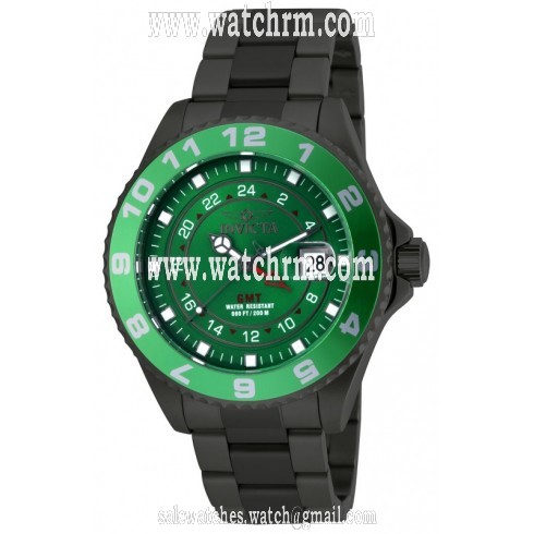 Invicta Pro Diver GMT Green Dial Gunmetal Ion-plated Men's Watch 18241