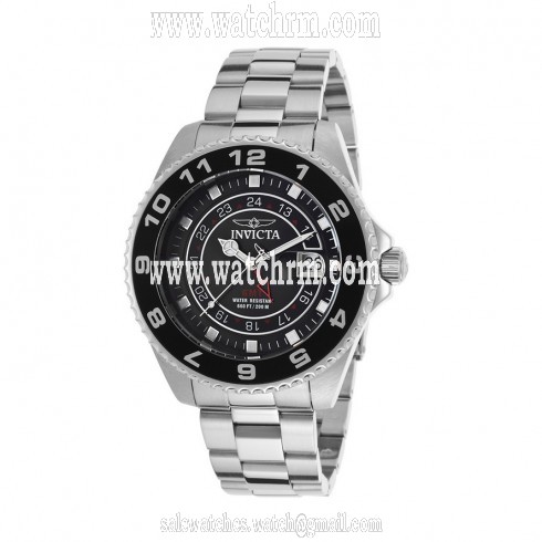 Invicta Pro Diver GMT Silver-Tone Steel Black Dial Men's Watch 17145