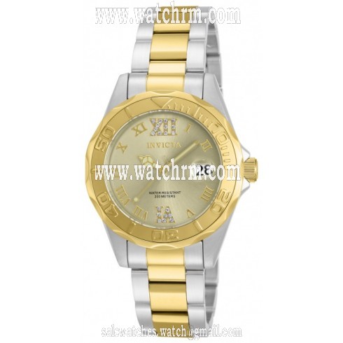 Invicta Pro Diver Gold Dial Two-tone Ladies Ladies Watch 17021