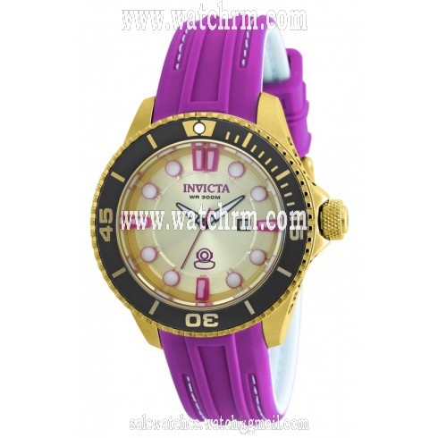 Invicta Pro Diver Gold- tone Dial Ladies Purple Sports Watch 20210