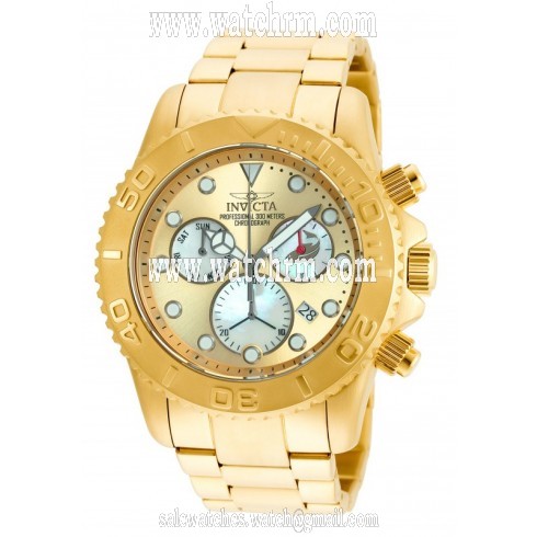Invicta Pro Diver Gold Tone Dial Men's Chronograph Watch 20350