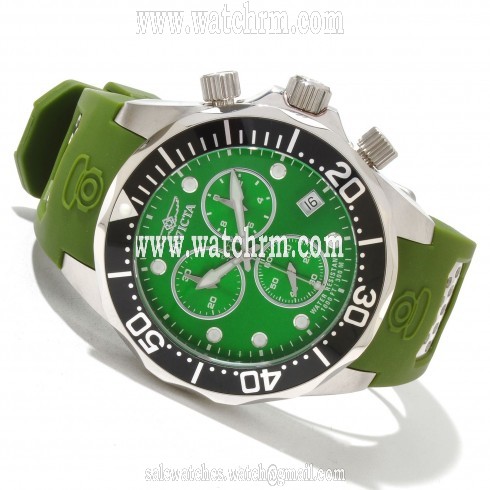 Invicta Pro Diver Grand Chronograph Green Dial Black Rubber Men's Watch 11474