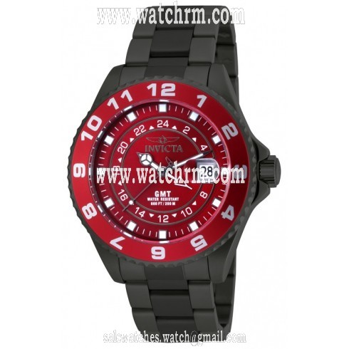 Invicta Pro Diver Grand Ocean GMT Red Dial Gunmetal Ion-plated Men's Watch 18242