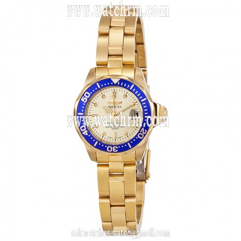 Invicta Pro Diver Light Champagne Dial Gold Ion-plated Ladies Watch 14126