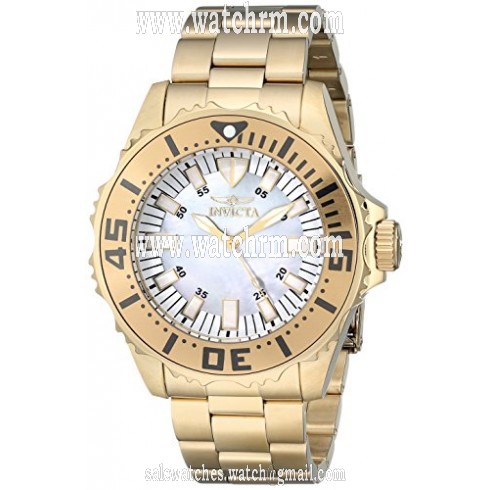 Invicta Pro Diver Mother of Pearl Dial 18kt Gold-plated Unisex Watch 17695