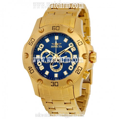 Invicta Pro Diver Multi-Function Blue Dial Yellow Gold-plated Men's Watch 19228