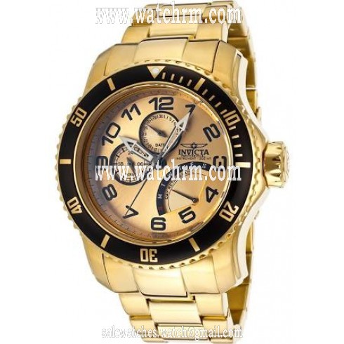 Invicta Pro Diver Multi-Function Champagne Dial 18kt Gold-plated Men's Watch 15343