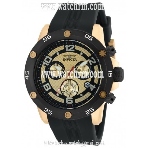 Invicta Pro Diver Multi-Function Gold Dial Black Polyurethane Men's Watch 20034