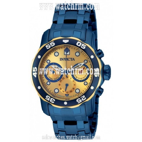 Invicta Pro Diver Multi-Function Gold Dial Blue Ion-plated Men's Watch 15034