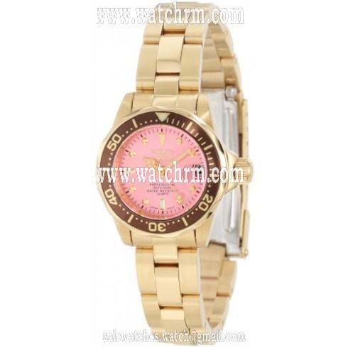Invicta Pro Diver Pink Dial Gold-Tone Stainless Steel Ladies Watch 12526