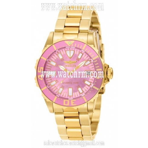 Invicta Pro Diver Pink Mother of Pearl Gold-plated Ladies Watch 10624