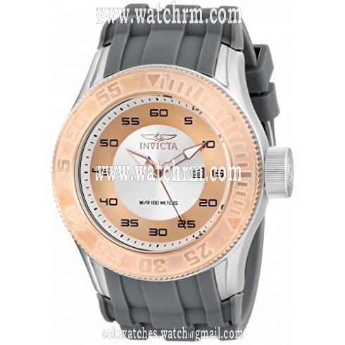 Invicta Pro Diver Rose and Silver Dial Grey Silicone Men's Watch 14832