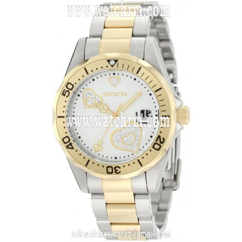Invicta Pro Diver Silver Crystal Heart Two-tone Ladies Watch 12287