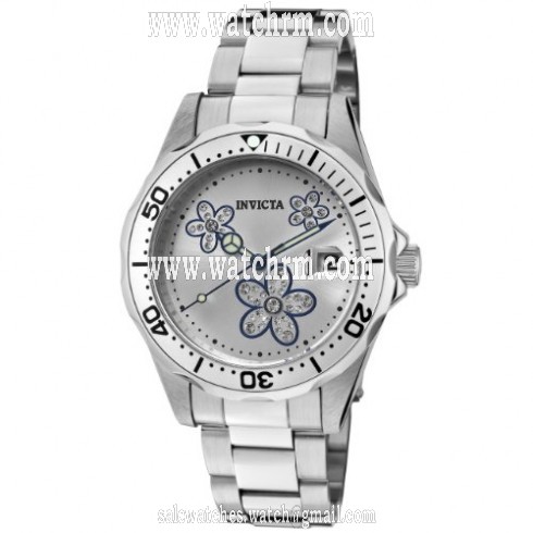 Invicta Pro Diver Silver Crystal-set Dial Stainless Steel Ladies Watch 12834