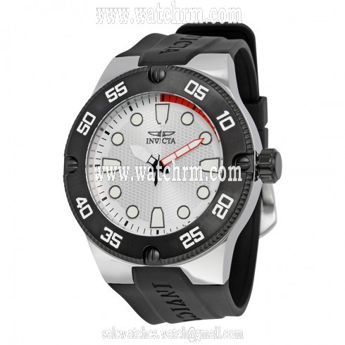 Invicta Pro Diver Silver Dial Black Silicone Men's Watch 18023