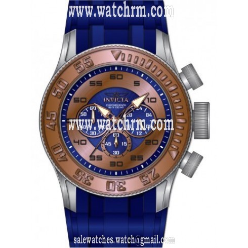 Invicta Pro Diver XL Chronograph Rose and Blue Dial Blue Silicone Men's Watch 14980