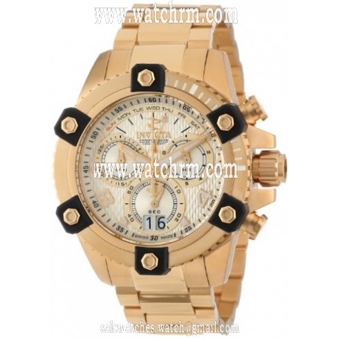 Invicta Reserve Arsenal Chronograph Champagne Dial 18kt Gold-plated Men's Watch 13721