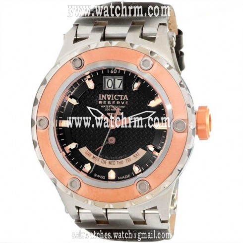 Invicta Reserve Black Dial Rose Gold-Tone Men's Watch 10096