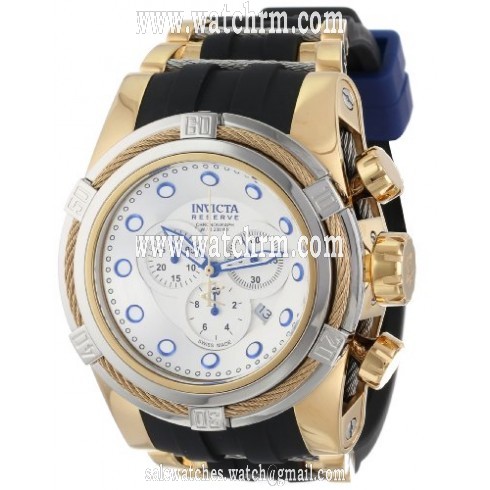 Invicta Reserve Bolt Chronograph Silver Dial Black Polyurethane Men's Watch 14075