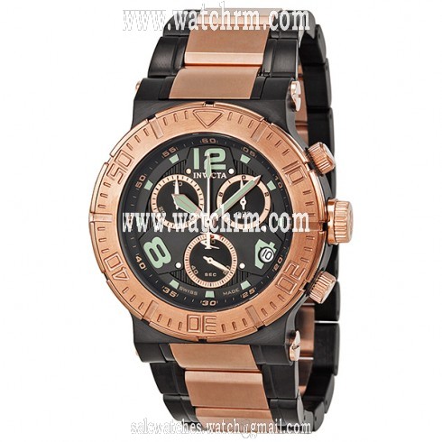 Invicta Reserve Chronograph 18k Rose Gold-Plated and Black Steel Men's Watch 6763