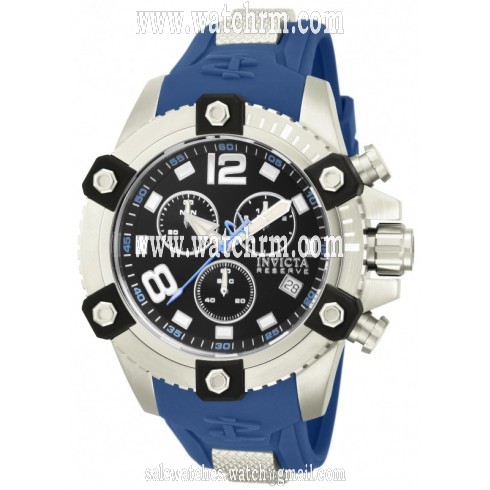 Invicta Reserve Chronograph Black Dial Blue Polyurethane Men's Watch 80359