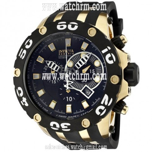 Invicta Reserve Chronograph Black Dial Rubber Men's Watch 0913