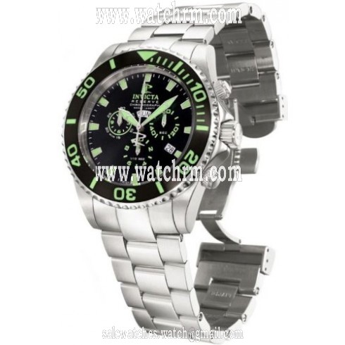 Invicta Reserve Chronograph Black Dial Stainless Steel Men's Watch 1021