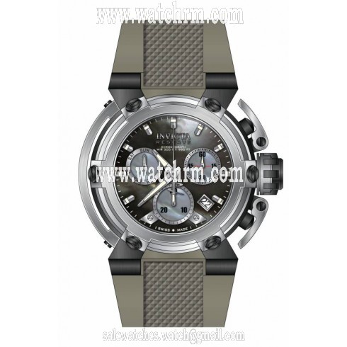 Invicta Reserve Chronograph Black Mother of Pearl Dial Grey Polyurethane Men's Watch 18344