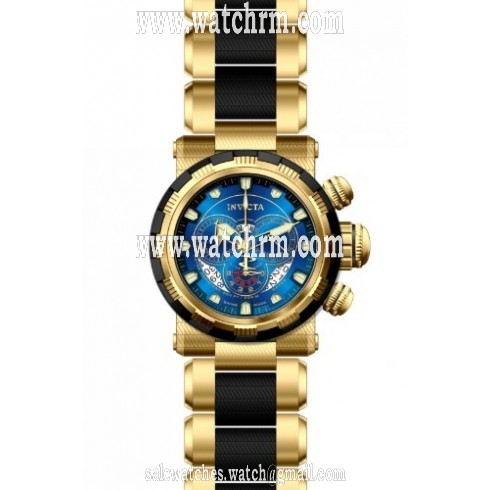 Invicta Reserve Chronograph Blue Dial Gold-tone and Black Polyurethane Men's Watch 80301