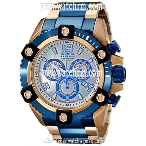 Invicta Reserve Chronograph Blue Mother of Pearl Dial Two-tone Men's Watch