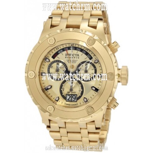 Invicta Reserve Chronograph Champagne Dial 18kt Gold Ion-plated Men's Watch 1568