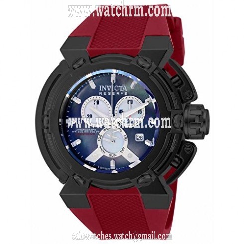 Invicta Reserve Chronograph Mother of Pearl Red Silicone Men's Watch 18726
