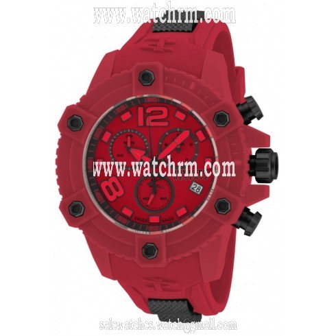 Invicta Reserve Chronograph Red Dial Red Polyurethane Men's Watch 17295