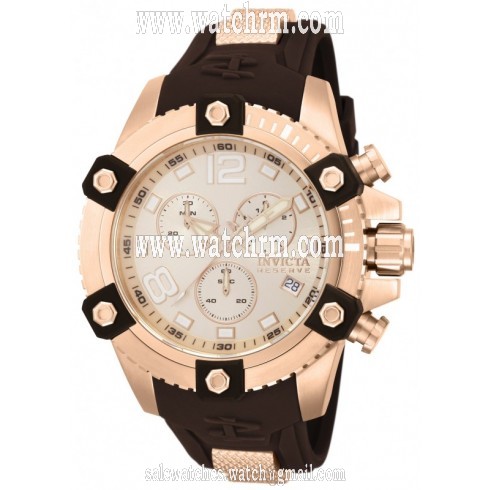 Invicta Reserve Chronograph Rose Dial Black Polyurethane Men's Watch 80364