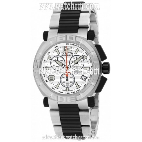 Invicta Reserve Chronograph Silver Dial Stainless Steel Black Polyurethane Men's Watch 1869