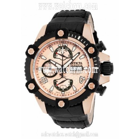 Invicta Reserve Chronograph White Dial Black Lether Men's Watch 12502