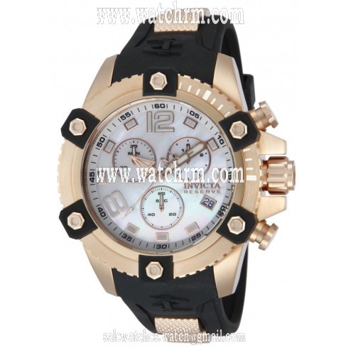 Invicta Reserve Chronograph White Mother of Pearl Dial Black Polyurethane Men's Watch 80367