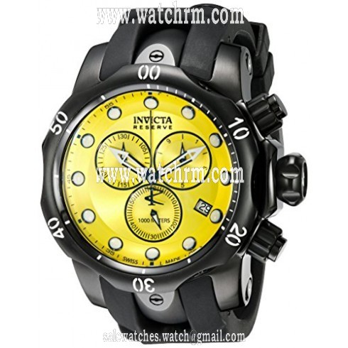 Invicta Reserve Chronograph Yellow Dial Black Rubber Men's Watch 5736