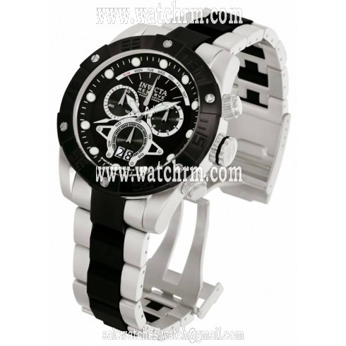 Invicta Reserve Leviathan II Chronograph Black Dial Stainless Steel and Black Polyurethane Men's Watch 0331