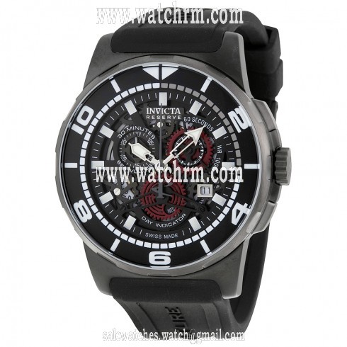 Invicta Reserve Mechanical Black Skeleton Dial Black Polyurethane Men's Watch 18951