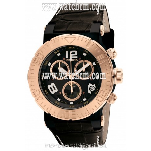 Invicta Reserve Ocean Reef Black Dial Black Leather Men's Watch 1853