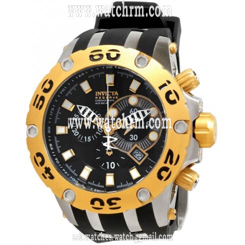 Invicta Reserve Specialty Two Tone Case Black Dial Chronograph Men's Watch 0908