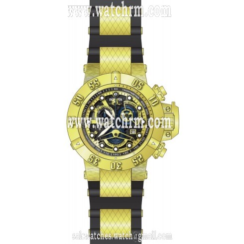 Invicta Reserve Subaqua Gold Skeletion Dial Black Polyurethane Men's Watch 18526