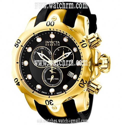 Invicta Reserve Sub-Aqua Venom Chronograph Black Dial Black Polyurethane Men's Watch 6112